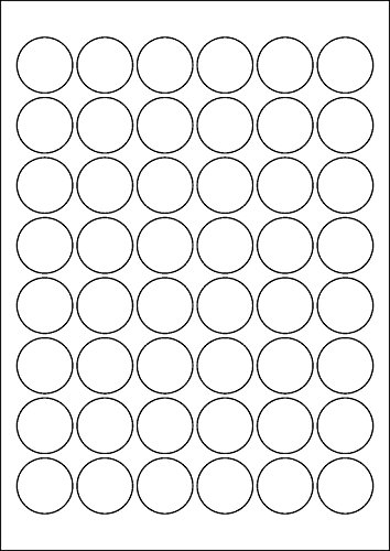 240 Etiketten selbstklebend rund 30 mm WEISS permanent klebend auf A4 Bogen (5 Bögen x 48 Etik.)