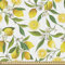 ABAKUHAUS Küche Gewebe als Meterware, Exotischer köstlicher Garten, Dicht Gewebter Stoff zum Nähen Polster Wohnaccessoires, 3M (148x300cm),Farngrün Gelb Weiß