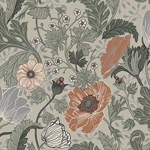 A-Street Prints 2948-33001 Papier peint Motif floral Gris anémone