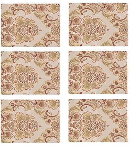 kilofly 6 elegante Tischsets aus Brokat mit floralem Muster (30 x 39,9 cm).