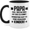 Tasse Tassen 325ml - zum Vatertag - Papa egal was auf dich zukommt wenigstens hast du keine hässlichen Kinder | Lustiges Geschenk Papa von Kindern - 325 ml - Schwarz - vatertagsgeschenke