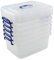 Minekkyes 8 L Plastic Lidded Storage Box Set of 6, Clear Latch Box with Handle, Set of 6