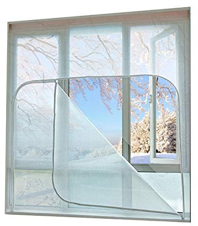 Lihuzmd Kit d'isolation de fenêtre, Film à Bulles d'isolation de fenêtre résistant Scellement Coupe-Vent avec Boucle de Crochet isolée thermiquement, Van personnalisé,90x160cm