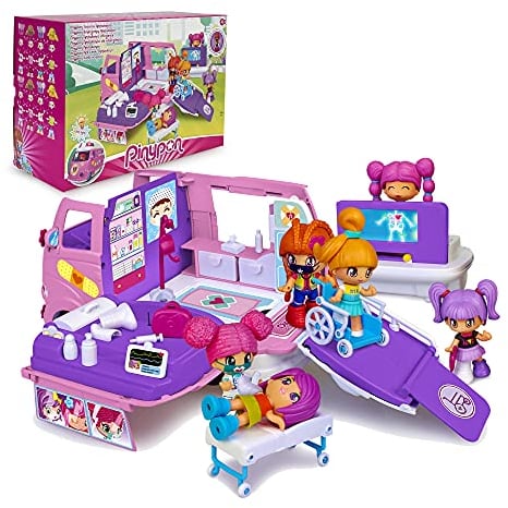 Pinypon - Pinypon Krankenwagen, um die sie ins Krankenhaus zu bringen, ausgestattet mit Sirenenlicht, Röntgengerät mit Licht und weiterem medizinischen Zubehör, mit Fahrerfigur, FAMOSA (700016790)