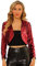 Allegra K Damen Glitzer Blazer Festliche Langarm Offen Pailletten Crop Jacke Rot S