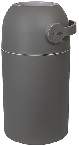 MAGIC Windeleimer und Nachfüllpackung, Modell Windeleimer Magic Majestic geruchsfrei - für herkömmliche Müllbeutel inkl. 1 Rolle mit 15 original Magic Windelbeuteln - Grau