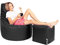 PATCH HOME Patchhome Gamer Kissen Lounge Kissen Sitzsack Sessel Sitzkissen Bean Bag + Würfel/Hocker mit Reißverschluss bereits befüllt (Black, XXL - Ø80cm Sessel + 35x35cm Würfel)