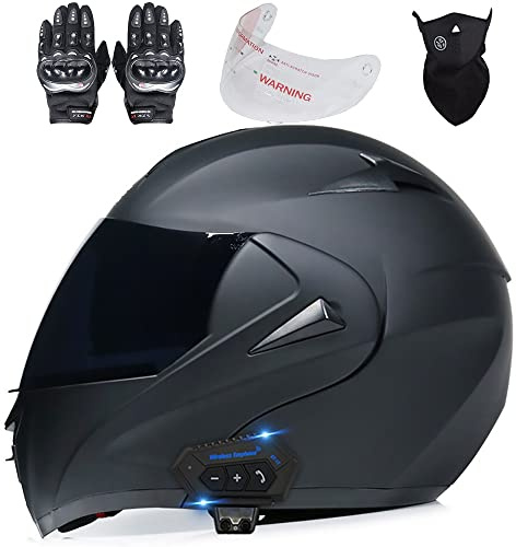 Byroads Casco de Moto Modular Bluetooth Integrado con un Micrófono Incorporado Anti Niebla Visera Doble ECE/Dot Homologado Adultos Hombres Mujeres Cascos Moto para Adulto 55~62cm