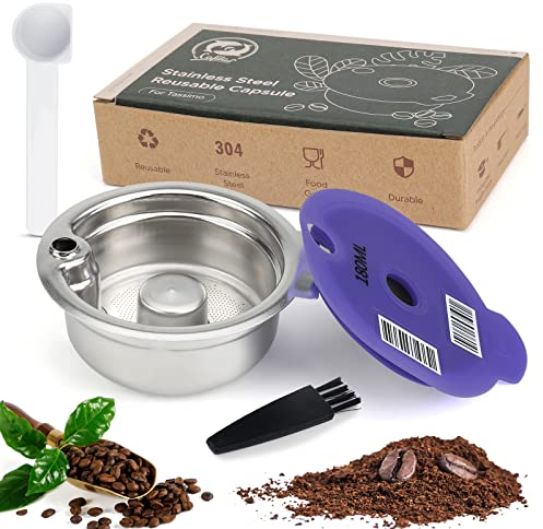 Wiederverwendbare Kaffeekapsel, kompatibel mit Bosch Tassimo Maschinen, Edelstahl-Kaffeefilter zum Nachfüllen, Kaffeekapseln mit lesbarem Barcode (180 ML)