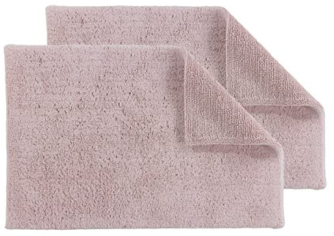 Schöner Wohnen Kollektion Badteppich einfarbig Rose - 2er Set 60 x 90 cm – waschbare Badematte rutschfest Badezimmer - 100% Baumwolle – Duschvorleger Trockner geeignet