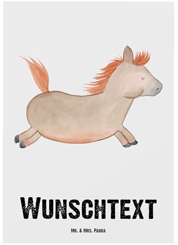 Mr. & Mrs. Panda Personalisierte Grußkarten Pferd Springen - Geschenke, Pferde, Grußkarte mit eigenem Text, personalisiert, Pony, Karte, Reiten, Stall, Postkarte, Namen, Pferdestall, Landwirtin
