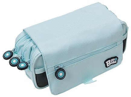 Grafoplás | Estuche Escolar Tres Compartimentos con Solapa | Azul Claro | Bits&Bobs | Colores Soft | 23x10x10cm | Incluye Horario y Zona Identificación | Perfecto para Organizar tu Material Escolar