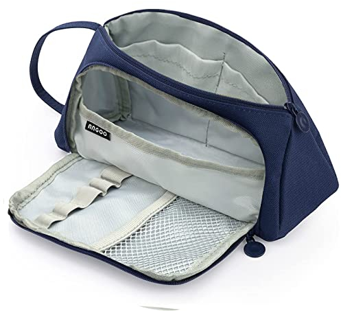 SeBeLi Federmäppchen Mäppchen Groß Kapazität Federtasche Federmappe Etui für Teenager Mädchen Erwachsene Schlamppermäppchen Pencil case 21 x11 cm (Marineblau)
