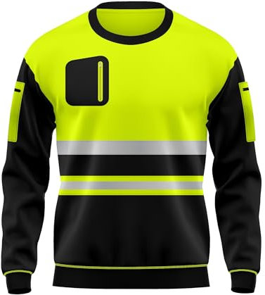 trending babz Hi Vis High Viz Visibility Long Sleeves Safety Contrast Reflective Effects Round Neck Sweatshirt Work Wear Top Orange Black