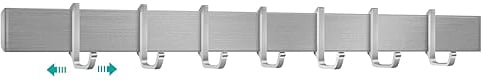 Poprkdre Soporte para utensilios de cocina 7 ganchos, incluye barra de herramientas de cocina con 7 ganchos móviles, aluminio, Plata