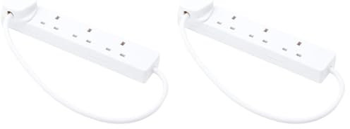 PRO ELEC PELB1901 4 Gang Extension Lead 0.5m, White (Pack of 2)