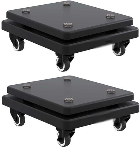 Speaker Isolation Stand With 2 Floors And Mobile Wheels - Stabilizer Base For Standard Speakers, Subwoofer Riser Platform With Isolation Feet On, 1 set of 2