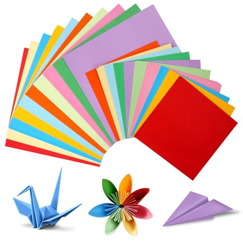 JIANTA Origami Papier Kinder 200 Blatt, 20x20cm & 15x15cm Buntes Papier Faltpapier, Doppelseitiges Quadratisches Papier Bastelpapier Set für Schule Familie DIY-10 Farben