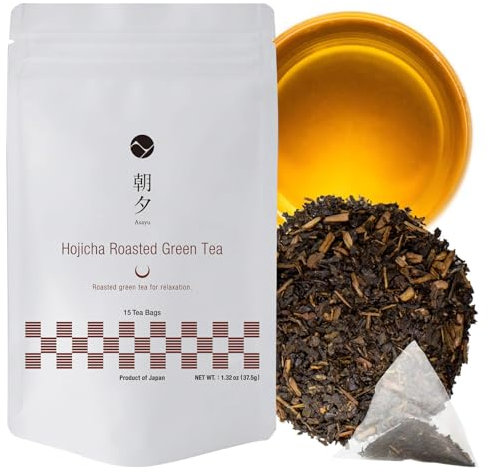 Asayu Japan Hojicha Grüner Tee - 2,5 g x 15 Beutel, Gerösteter Grüner Tee, 100% Hergestellt in Japan