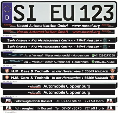 Kennzeichenhalter schwarz mit individuellem Wunschtext Bedruckt NEU (100)