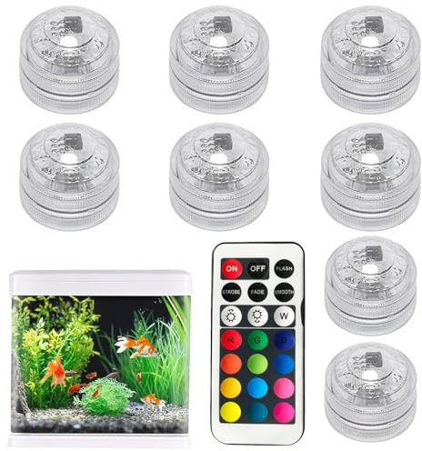 LED Submersible Lights Aquarium, Underwater RGBW Tealights Decorative Accent Lights - LED Candles for Pond, Aquarium, Swimming Pool, Fountain, Fish Tank, Vase