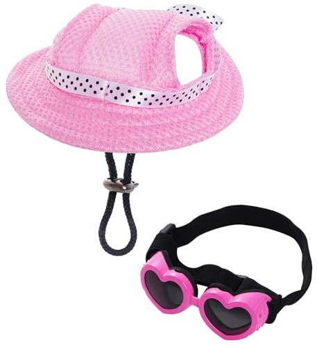 choyaxo Dog Sun Hat Set Including Dog Visor Sunbonnet Outfit with Ear Holes Dogsg Sunglasses Baseball Cap for Puppy Outdoor UV Protection