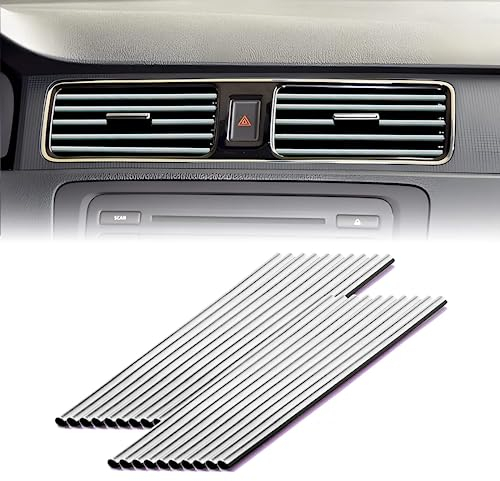 20 Strisce Finiture Interne Per Auto 20 cm PVC Strisce Decorative Per Auto Aria Condizionata Per Tutte Le Prese D'Aria Diritte (Argento)