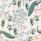 CRE8TIVE Peacock Wallpaper - Beige Self-Adhesive Removable Chinoiserie Tree Leaf Blue Peacock Vinyl Wrap for Furniture & Cabinet - 30.5cm x 300cm