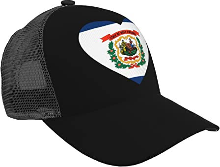 Baseballkappe Flagge Von West Virginia Heart Black Baseball Kappe Running Baseballkappe Mütze Casual Dad Hat Für Farbe Athletic Wandern 55-59 cm