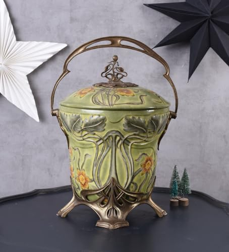 Deckelgefäß Jugendstil Bowle Craquele Bowletopf Antik Deckeldose Porzellantopf PZA197 Palazzo Exklusiv