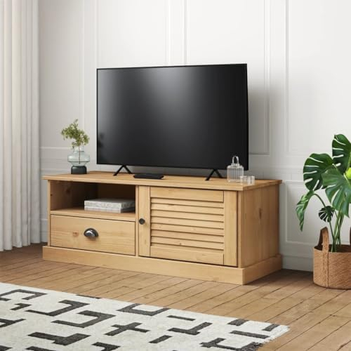 QJBSAVVA TV-Schrank, Fernseher Tisch Modern Tv Lowboard Wohnwand Tv Schrank Geeignet für Schlafzimmer Kleine Räume Wohnzimmer Den Flur VIGO 106x40x40 cm Massivholz Kiefer