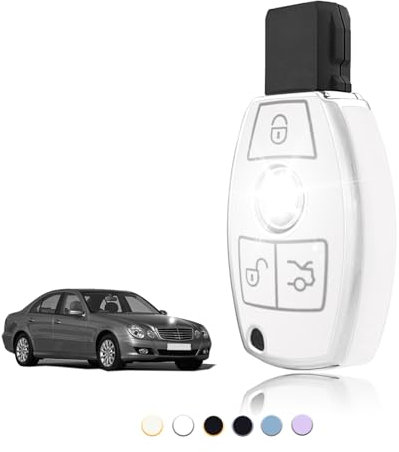 TOOMUME Coque Clé TPU, Etui Clé Étui Clé Adapté pour Mercedes Benz A/B/C/E/G/R/S Classe GLA GLC GLE GLK SLK CLA CLK CLS AMG W203 W204 W211 W212, Couvre Clef Cache Cle Voiture Telécommande - Smart Key