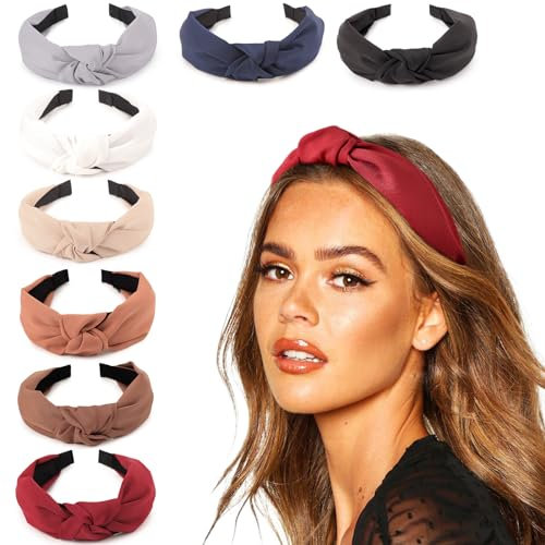 DRESHOW 8 Pièces Bandeau Cheveux pour Femme Boho Bandeaux Serre Tête Elastique Bandeaux avec Nœuds Cheveux Accessoires