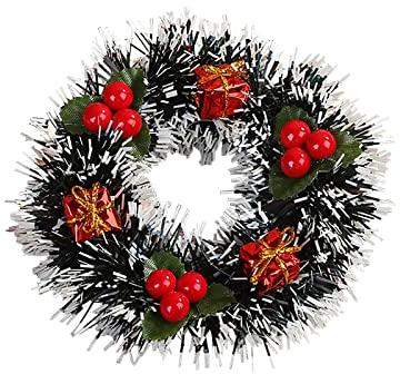 Osterhasen Groß Weihnachtsschmuck 12 cm Weihnachtskranz Rattan Kreis Weihnachtsbaum Anhänger Kleiner Kranz Mikrowellenschrank Schwarz (B, One Size)