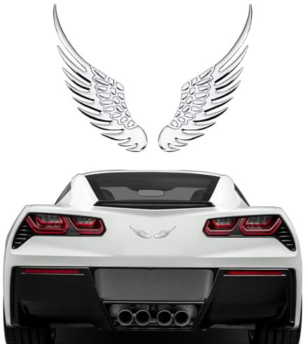 deemars 2PCS Autocollants de Voiture Ailes D'ange, Emblème de Voiture Hawk Eagle Wings, Accessoires de Décoration de Voiture Emblèmes Extérieurs de Voiture Badge Universel pour Voiture Camion (Argent)