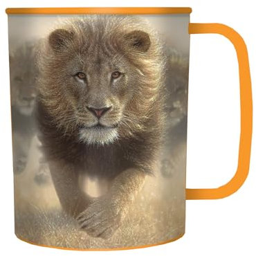 3D LiveLife Drinking Cup - Eat My Dust from Deluxebase. 3D Lenticular Lion Plastic Cup. 300ml Plastic Cups for Kids with Original Artwork Licensed from Renowned Artist, David Penfound
