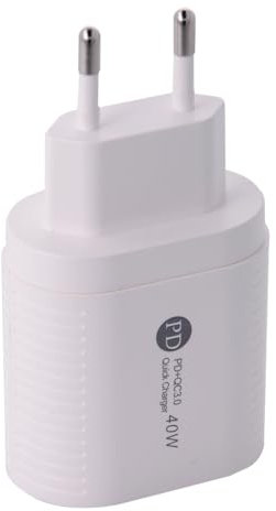 Cargador Pared Enchufe con Doble Puerto USB 3.1 Tipo C, Carga Rápida de 40W, Color Blanco