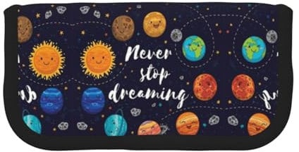 DNBCLEZK Cute Planet Großes Federmäppchen aus Segeltuch für Mädchen und Jungen, bedrucktes personalisiertes Federmäppchen, Schreibwaren-Aufbewahrungstaschen, Schwarz , Einheitsgröße, Taschen-Organizer