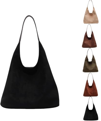 MAYFRI Damen Wildleder Handtasche Hobo Bag Mode Retro Umhängetasche Wildleder Große Kapazität Vielseitige Umhängetasche