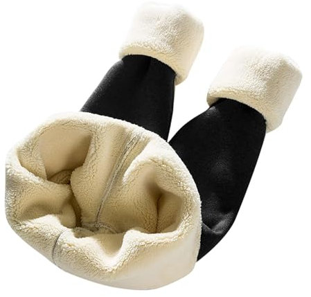 Extra dicke Lammwoll-Leggings für Damen, Herbst- und Winterhose, Wollverdickung, große Größe, mm, Nordosten, warme Baumwollhose, Thermo-Leggings, Schwarz , 6XL