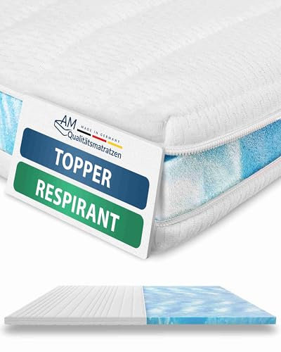 AM Qualitätsmatratzen Premium Topper 120x200cm weich - Made in Germany - Oeko TEX zertifizierter Matratzen Topper H1 - Anpassungsfähige & Weiche Matratzenauflage 120x200 mit waschbarem Bezug