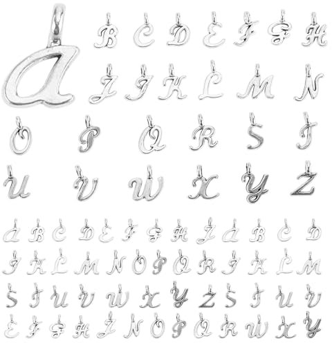 Grevosea 156Pcs/6 Sets Letter Charms, Mini Alphabet With Open Jump Rings Silver Spacer Metal for Bracelet Necklace Pendants Earrings DIY Crafts Jewelry Making
