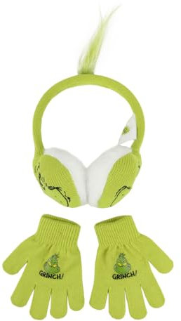 Bioworld Youth The Grinch Big Face Green Ear Muffs & Magic Gloves Set (2-teilig), The Grinch Big Face 2er Pack, Einheitsgröße