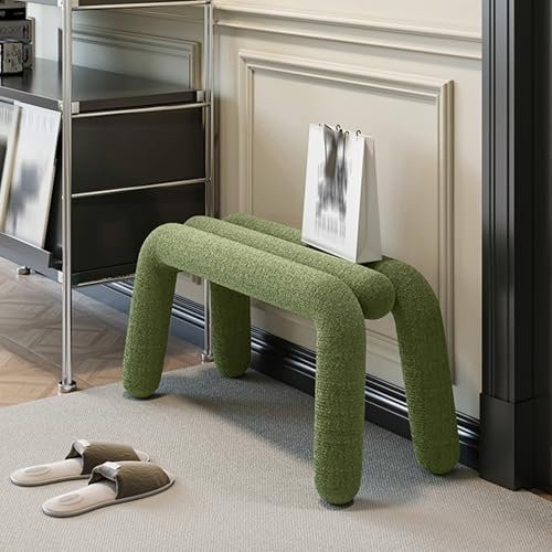 DIHRVTHC Schuhbank Eingang, Kleine Bank für Eingang, Bauernhaus Bank, Eingangsbank für Schlafzimmer, Cord gepolsterte Bänke, Für Wohnzimmer, Foyer, Mudroom, Flur(Matcha Green, 80cm)