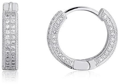 Creolen, Iced Out, Zirkonia, diamantbeschichtet, runde Kreis-Ohrringe, Creolen, leicht, für Männer und Frauen, Einheitsgröße, Edelstahl, Erstellter Zirkonia Kein Edelstein