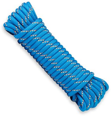 SNURO Corda in polipropilene (12mm, 20m, blu con giallo e rosso) - Corda intrecciata leggera e spessa per tutti gli usi, per esterni, la sopravvivenza e il giardino - Forza di rottura 1837kg