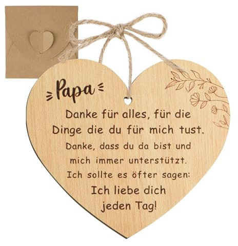MEJOSER Geschenke für Papa Herz Karte Holz Schild Vatertagsgeschenk Vater Geschenk Geburtstag Vatertag Weihnachten Bester Papa Geburtstagsgeschenk