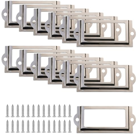FSSTUD Etikettenrahmen aus Metall, für Aktenschränke, große Schubladen, Etikettenhalter, Regalhalter, Bücherregal, Etiketten, Halter, Schilder, Etiketten, Displayhalter mit 50 Schrauben für Büro