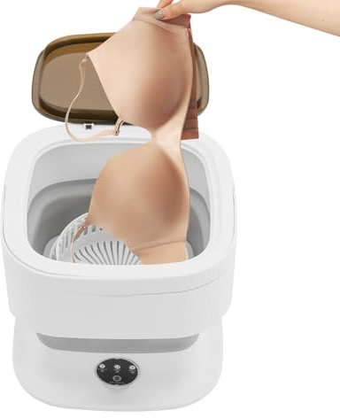 TONFEION Mini Waschmaschine, Faltbare Waschmaschine, Mobile Wasch Maschine tragbare, Camping Waschmaschine Klein für Baby-Kleidung, Unterwäsche oder Gegenstände, 3 Reinigungsmodi, 10L Kapazität (Grau)