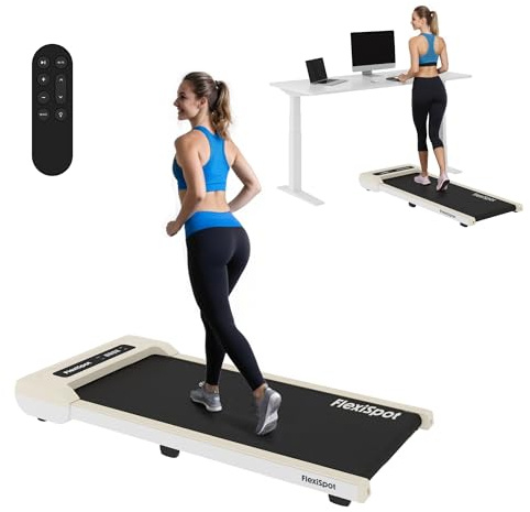 FlexiSpot Laufband Walking Pad für zuhause und Büro ，Geräuscharme Laufbänder 4 in 1 Tragbares Laufband mit Fernbedienung und LED Display, Weiß